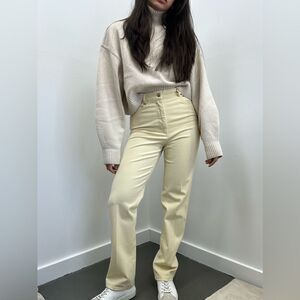 St. John Vintage Cream Pastel Yellow High Rise Straight Leg Pants Size 4